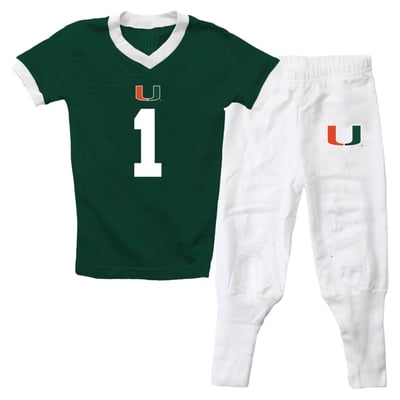 Miami Hurricanes Wes & Willy Preschool V-Neck Pajama Set - Green