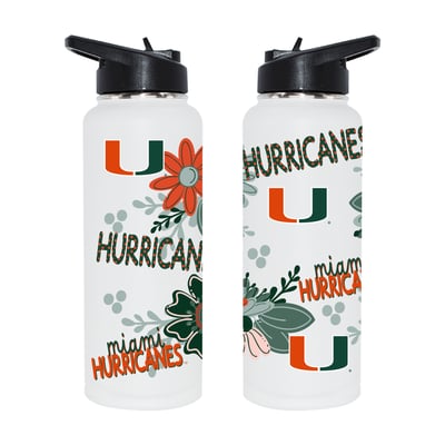 Miami Hurricanes The Memory Company 34oz. Flowers Stainless Steel Quencher Bottle