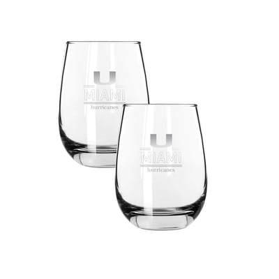 Miami Hurricanes The Memory Company Two-Piece 15oz. Classic Crew Stemless Wine Glass Set