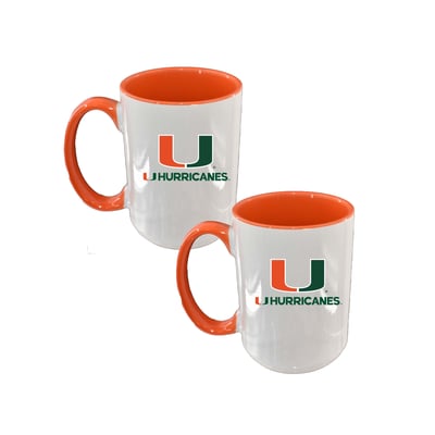 Miami Hurricanes The Memory Company Two-Piece 15oz. Logo Coffee Mug Set