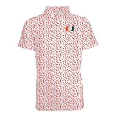 Miami Hurricanes Garb Toddler Tom Allover Print Performance Polo - White