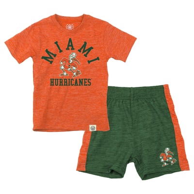  Miami Hurricanes Wes & Willy Toddler Cloudy Yarn T-Shirt and Shorts Set - Orange