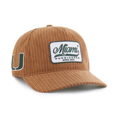 Miami Hurricanes '47 Unisex Corduroy Patch Hitch Adjustable Hat - Brown