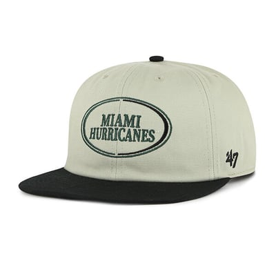 Miami Hurricanes '47 Unisex Ovalcrest Captain Snapback Hat - Gray/Black