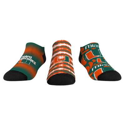  Miami Hurricanes Rock Em Unisex Make Some Noise Three-Pack Low-Cut Socks Set - Green