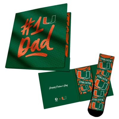  Miami Hurricanes Rock Em Unisex #1 Dad Gift Card Socks - Green