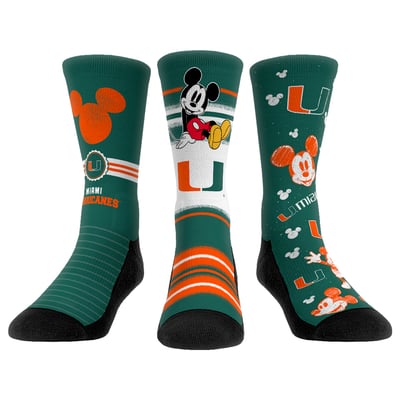  Miami Hurricanes Rock Em Unisex Disney Three-Pack Crew Socks - 
