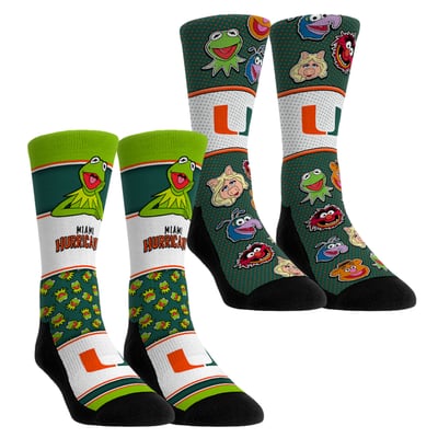  Miami Hurricanes Rock Em Unisex Muppets 2-Pack Crew Socks Set