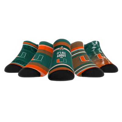  Miami Hurricanes Rock Em Unisex Super Fan Five-Pack Low-Cut Socks Set - 