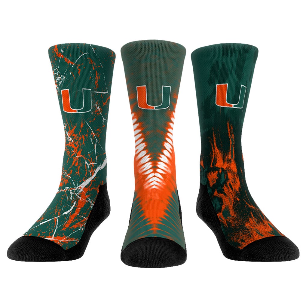 Miami Hurricanes Rock Em Socks Unisex Three-Pack Crew Socks Set
