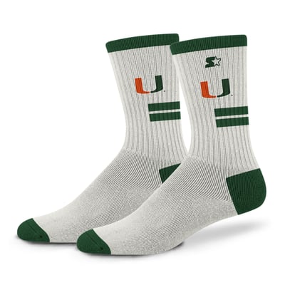  Miami Hurricanes Starter Unisex Premiere Cushioned Crew Socks - Cream