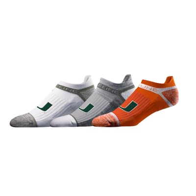  Miami Hurricanes Strideline Unisex Premium Low 3-Pack Ankle Socks Set