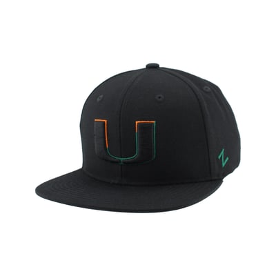  Miami Hurricanes Zephyr Unisex Slice 3D Z11 Snapback Hat - Black