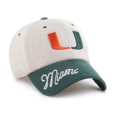 Miami Hurricanes '47 Women's Rope Script Clean Up Adjustable Hat - Cream/Green