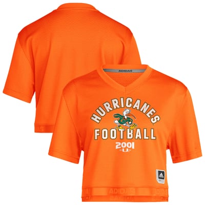 Miami Hurricanes adidas Women's It's Back Cropped Football Jersey - Orange