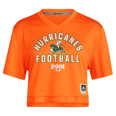 Miami Hurricanes adidas Women's It's Back Cropped Football Jersey - Orange