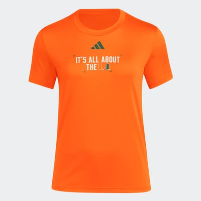  Miami Hurricanes adidas Women's Locker Slogan Pre-Game T-Shirt - Orange