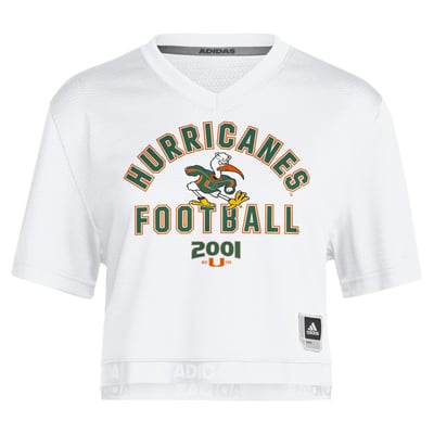 Miami Hurricanes adidas Women's It's Back Cropped Football Jersey - White