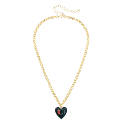 Miami Hurricanes CANVAS Style Women's Heart Necklace