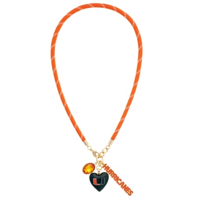 Miami Hurricanes CANVAS Style Women's Heart Paracord Necklace