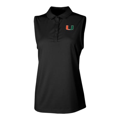  Miami Hurricanes Columbia Women's Ace Flair Sleeveless Tank Polo - Black