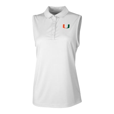  Miami Hurricanes Columbia Women's Ace Flair Sleeveless Tank Polo - White
