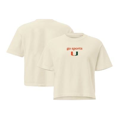 Miami Hurricanes Comfort Colors Women's Go Sports Cropped T-Shirt - Cream