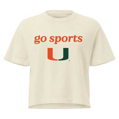Miami Hurricanes Comfort Colors Women's Go Sports Cropped T-Shirt - Cream