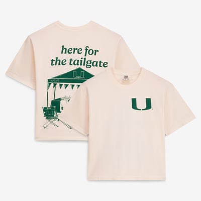 Miami Hurricanes Comfort Colors Women's Here For The Tailgate Cropped T-Shirt - Cream