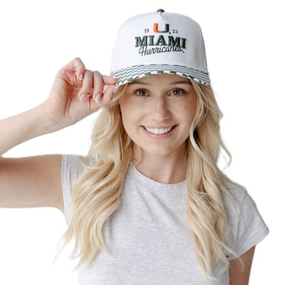 Miami Hurricanes Gameday Social Women's Albon Check 5-Panel Rope Adjustable Hat - White
