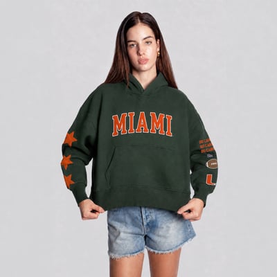  Miami Hurricanes Hype and Vice Women's Cropped Spirit Hoodie - Green