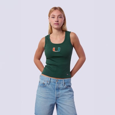  Miami Hurricanes Hype and Vice Women's Primary Logo Ribbed Tank Top - Green