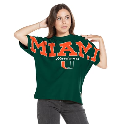  Miami Hurricanes Pressbox Women's Flannigan Oversized T-Shirt - Green