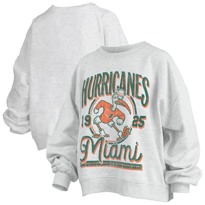 Miami Hurricanes Pressbox Women's Oversized Bravo Melange Janise Sweatshirt - Heather Gray