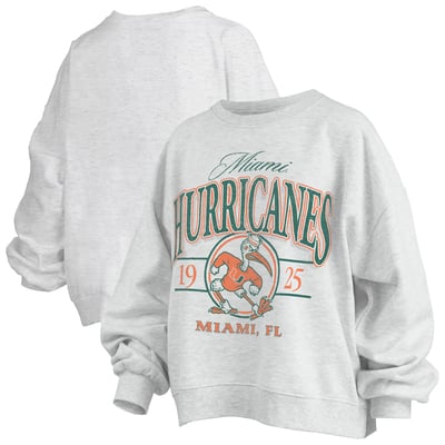 Miami Hurricanes Pressbox Women's Oversized Vinson Melange Janise Sweatshirt - Heather Gray