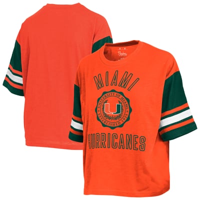  Miami Hurricanes Pressbox Women's Sunday Colorblock Seal Slub T-Shirt - Orange