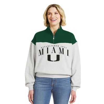  Miami Hurricanes WEAR by Erin Andrews Women's Colorblock Half-Zip Pullover - Green