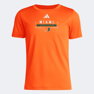  Miami Hurricanes adidas Youth AEROREADY Pre-Game T-Shirt - Orange