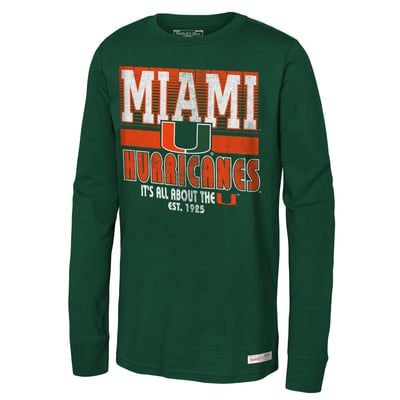 Miami Hurricanes Youth Retro Big Game Long Sleeve T-Shirt - Green