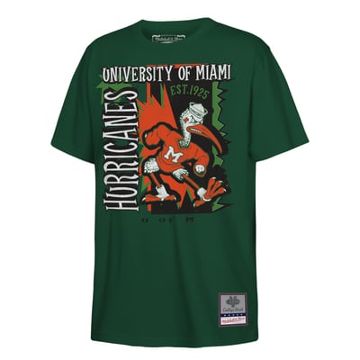  Miami Hurricanes Mitchell & Ness Youth 90s Retro Poster T-Shirt - Hunter Green