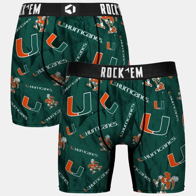  Miami Hurricanes Rock Em Youth All Over Logo Boxer Briefs - Green
