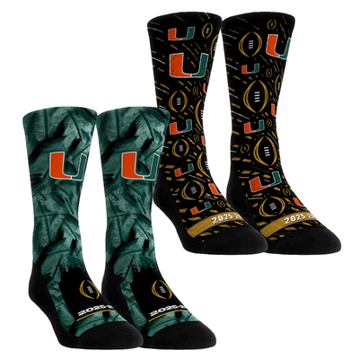  Miami Hurricanes Rock Em Youth 2025-26 College Football Playoff Two-Pack Crew Sock Set
