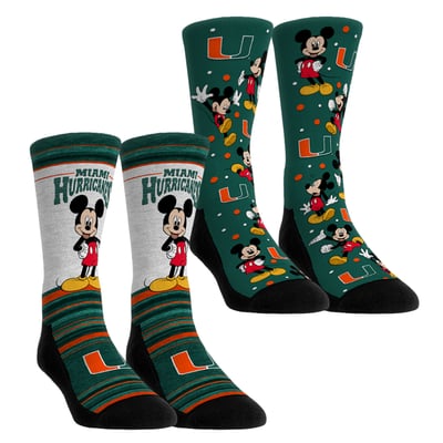  Miami Hurricanes Rock Em Youth Mickey Mouse Two-Pack Crew Socks Set - Orange