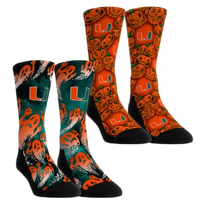 Miami Hurricanes Rock Em Socks Youth Halloween Crew Socks 2-Pack Set