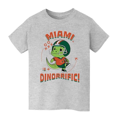 Miami Hurricanes Vive La Fete Youth Dinorrific T-Shirt - Gray
