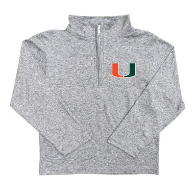  Miami Hurricanes Vive La Fete Youth Team Logo Quarter-Zip Sweatshirt - Heather Gray