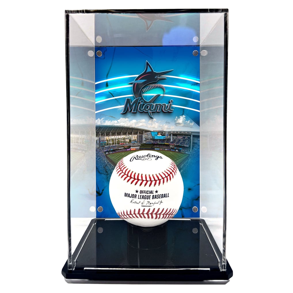  Miami Marlins Fanatics Authentic Tall Baseball Display Case with Image