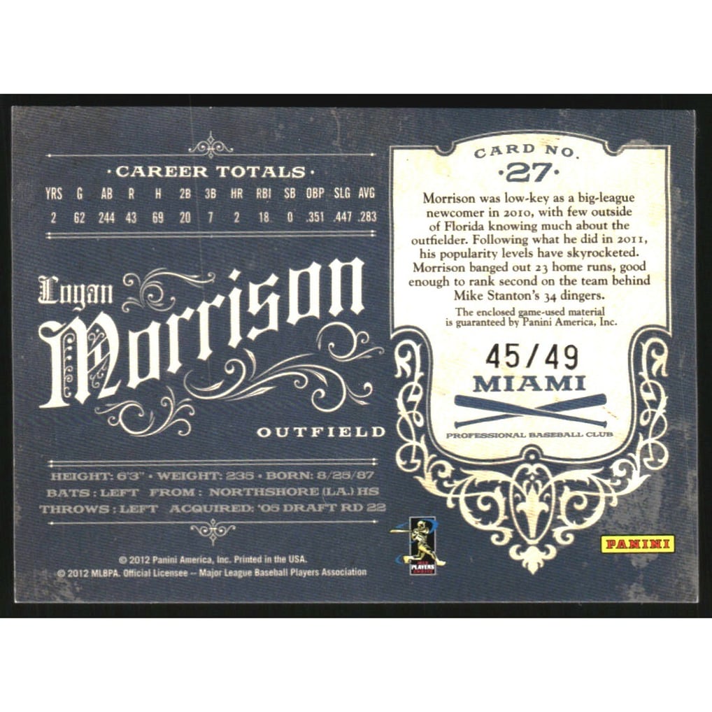 2011 Prime Cuts Materials #27 Logan Morrison/49