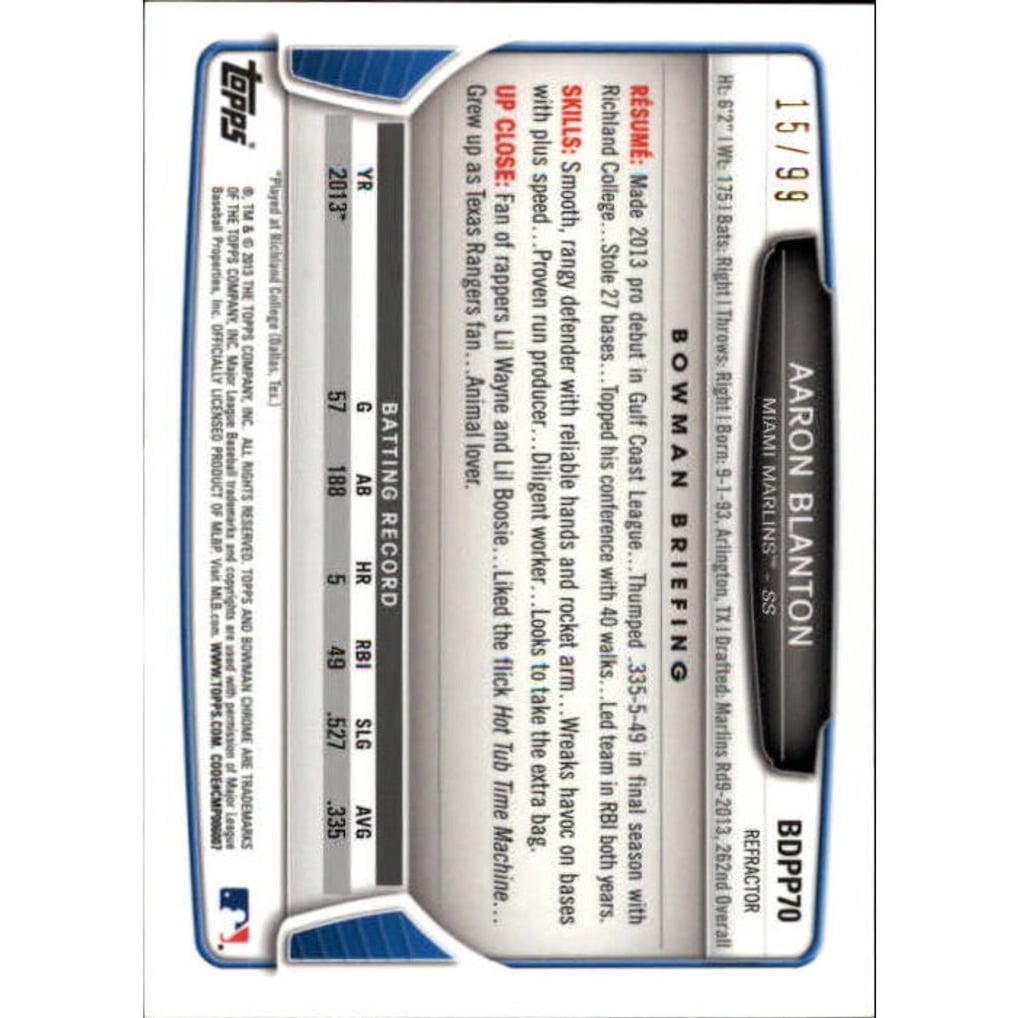 2013 Bowman Chrome Draft Draft Picks Blue Refractors #BDPP70 Aaron Blanton