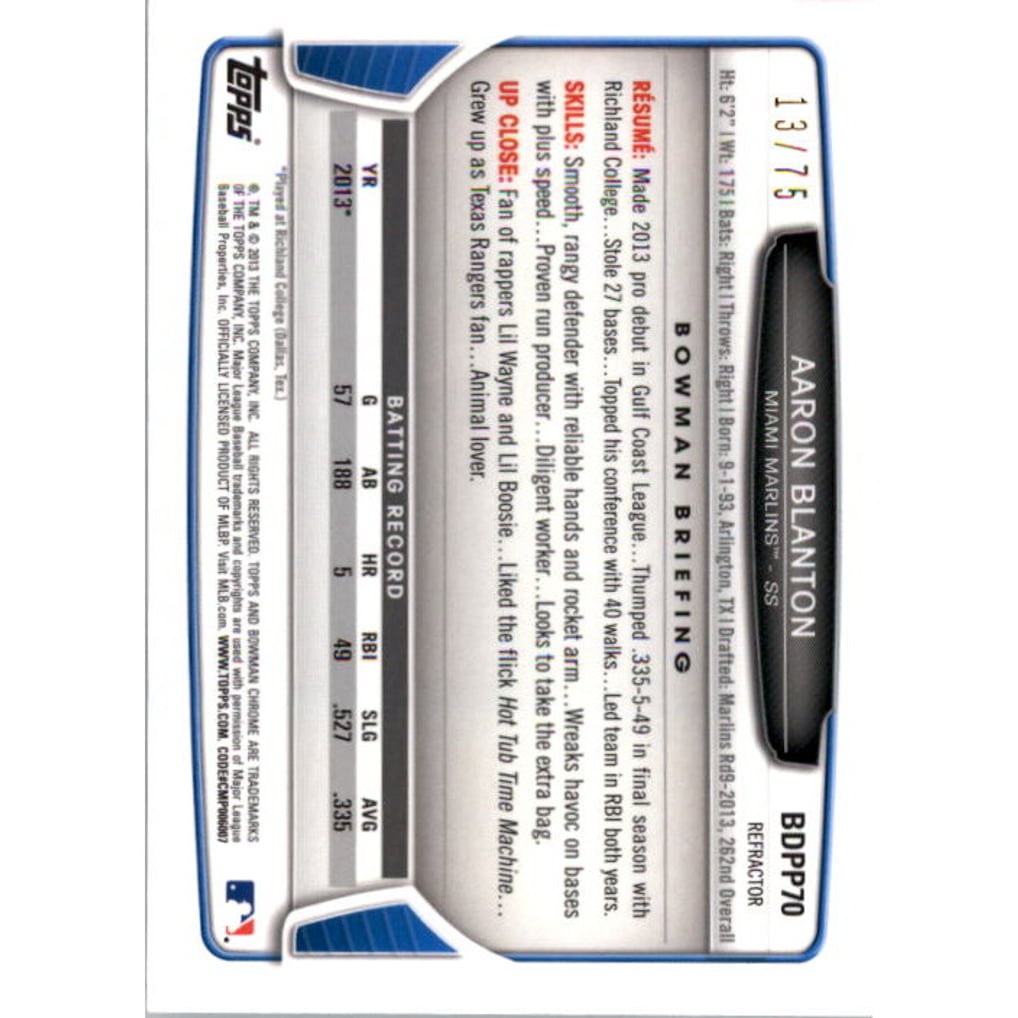 2013 Bowman Chrome Draft Draft Picks Green Refractors #BDPP70 Aaron Blanton